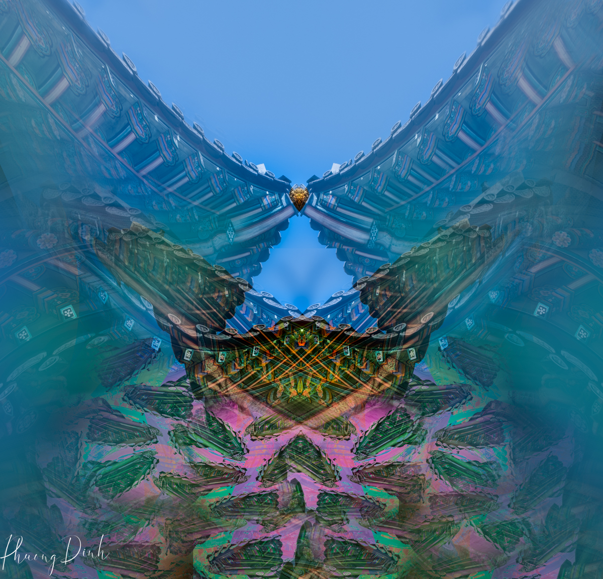 architecture, abstract, Korean traditional building, traditional building, creative photography, artistic vision, Magenta Floral Gown, gown