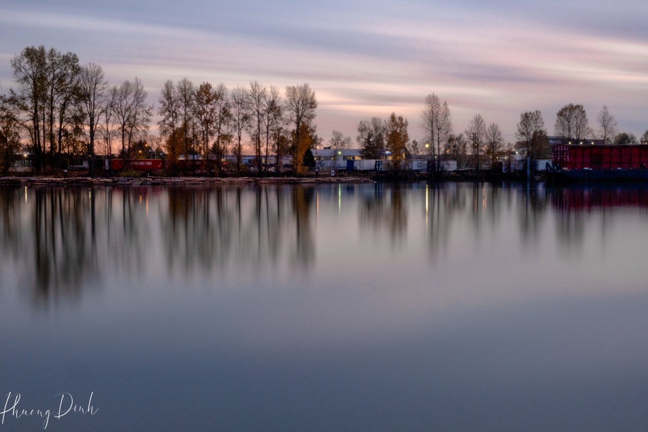 serene morning, long exposure, Gladstone riverside park, vancouver, water, river, fine art photography, fine art, serenity, blue hour, sunset