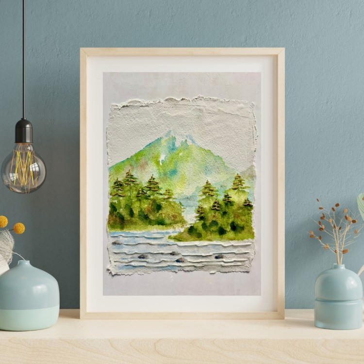 fibre paste, mixed media, acrylic painting, landscape