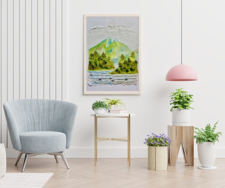 fibre paste, mixed media, acrylic painting, landscape